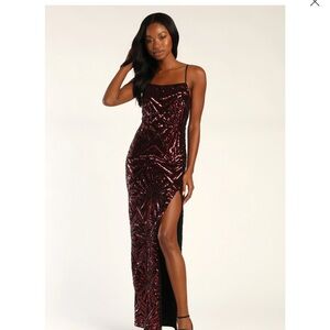 Burgundy Sequin Maxi Dress
